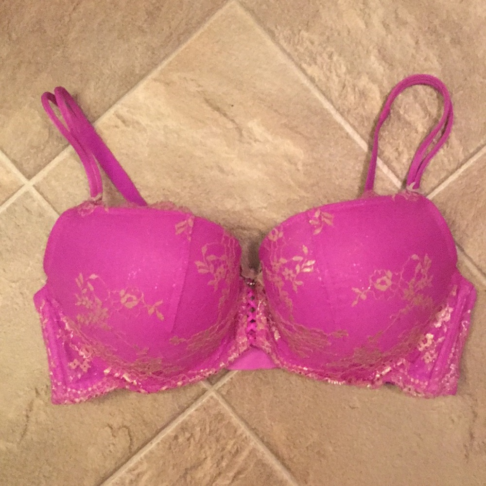 Victoria’s Secret Pink/Gold Foil Padded Demi Bra